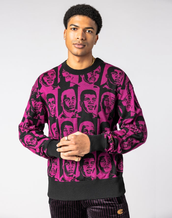 Champion Muhammad Ali™ Cashmere-Blend Sweater By Don C - Miesten Mustat/Pinkki Collegepaita - Suomi